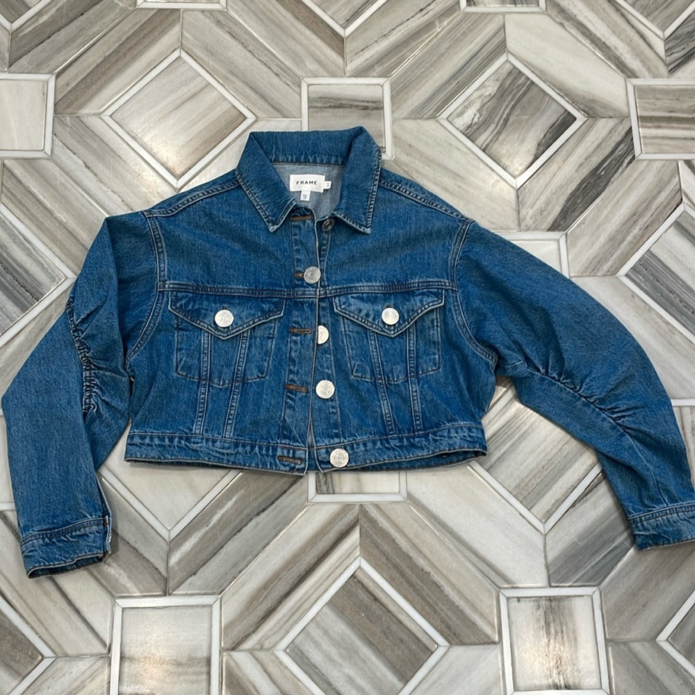 Frame Denim Cropped Blue Jean Jacket